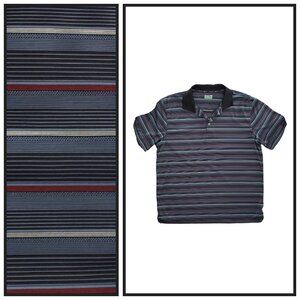 Ben Hogan Men’s XL Striped Performance Golf Polo Black Gray Red